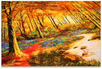 Картина вышитая шелком Золотые клёны из серии Осень Размер 71 х 51 см - вид 1 миниатюра