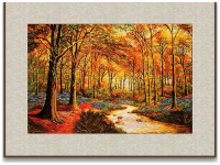 Картина вышитая шелком Золотые клёны из серии Осень Размер 71 х 51 см - вид 2 миниатюра