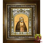 Икона освященная &quot;Серафим Саровский преподобный чудотворец&quot;, 14x18 см, в деревянном киоте 20x24 см, 20x24 см