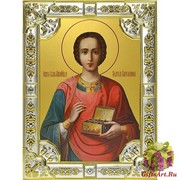 Икона освященная &quot;Пантелеймон великомученик и целитель &quot;, 18x24 см со стразами, 18x24 см