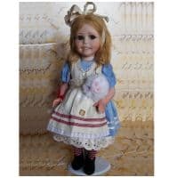 Итальянская фарфоровая кукла Alice Алиса в стране чудес с белым кроликом Высота 40 см. Италия Montedragone Ручная работа Ограниченный выпуск 300 экземпляров