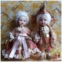 Итальянские фарфоровые куклы Veneziani Piccoli Венецианцы Парочка Высота 13 см. Италия Montedragone  Ручная работа Цена за пару