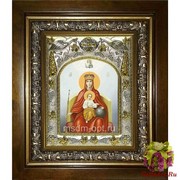 Икона освященная &quot;Державная икона Божией Матери&quot;, 14x18 см, в деревянном киоте 20x24 см, 20x24 см