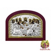 Икона освященная &quot;Тайная Вечеря&quot;, дерево, посеребрение 925, 16x12 см