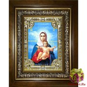 Икона освященная &quot;Аз есмь с вами ,и никтоже на вы икона Божией Матери&quot;, 18x24 см, со стразами, в деревянном киоте 24x30 см, 24x30 см