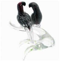 Попугайчики неразлучники. Стеклянная фигурка в стиле Мурано. Высота 25 см.