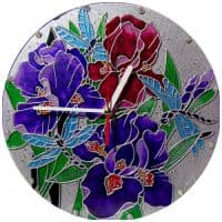 Настенные часы авторские  Цветущие Ирисы Ручная работа Размер 27 см Настенные часы авторские  Цветущие Ирисы Ручная работа Размер 27 см