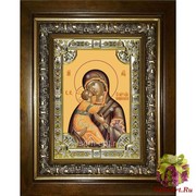 Икона освященная &quot;Владимирская икона Божией Матери&quot;, 18x24 см, со стразами, в деревянном киоте 24x30 см, 24x30 см
