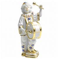 Клоун с барабаном Фарфоровая статуэтка. Высота 26 см. Фарфор с кристаллами Swarovski Сваровски. RG Porcellane Италия