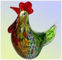 Петух Петя Петушок. Стеклянная фигурка в стиле Мурано. Высота 16 см