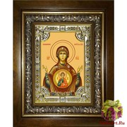 Икона освященная &quot;Знамение икона Божией Матери&quot;, 18x24 см, со стразами, в деревянном киоте 24x30 см, 24x30 см