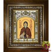 Икона освященная &quot;Александр Константинопольский преподобный&quot;, 14x18 см, в деревянном киоте 20x24 см, 20x24 см