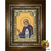Икона освященная &quot;Серафим Саровский преподобный чудотворец&quot;, 18x24 см, со стразами, в деревянном киоте 24x30 см, 24x30 см
