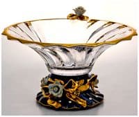 Ваза фруктовница. Хрусталь. Фарфор. Золочение. Стразы Сваровски. Чехия Ручная работа