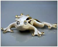 Лягушка белая с золотом и стразами Сваровски. Скульптура керамика Ahura. Италия Длина 24 см