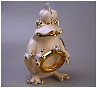 Лягушка-царевна белая с золотом и стразами Сваровски. Скульптура керамика Ahura. Италия Высота 23 см