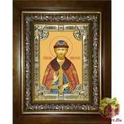 Икона освященная &quot;Димитрий(Дмитрий) Донской благоверный князь&quot;, 18x24 см, со стразами, в деревянном киоте 24x30 см, 24x30 см