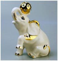 Слоник белый с мячём с золотом и кристаллами Сваровски. Скульптура Ahura. Высота 16 см