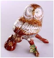 Сова на ветке. Цветная скульптура керамика Ahura. Высота 23 см Италия