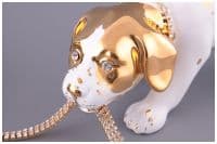 Два щенка белый и черный играют с золотом и стразами Сваровски. Скульптура керамика Ahura. Италия Высота 17 см - вид 1 миниатюра