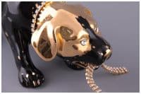 Два щенка белый и черный играют с золотом и стразами Сваровски. Скульптура керамика Ahura. Италия Высота 17 см - вид 2 миниатюра