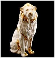 Лев - царь зверей белый с золотом. Скульптура керамика Ahura. Италия Высота 93 см