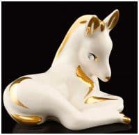 Жеребёнок белый с золотом и стразами Сваровски. Скульптура керамика Ahura. Италия Длина 9 см