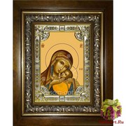Икона освященная &quot;Корсунская икона Божией Матери&quot;, 18x24 см, со стразами, в деревянном киоте 24x30 см, 24x30 см