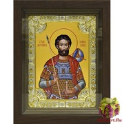 Икона освященная &quot;Иоанн Воин мученик (Иван)&quot;, 18x24 см, со стразами, в деревянном киоте 24x30 см, 24x30 см