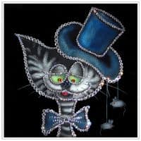 Картина из кристаллов Сваровски SWAROVSKI Кот джентельмен Размер 25x25 см