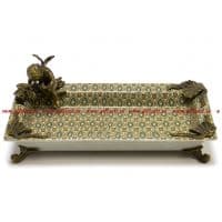 Ваза-блюдо. Фарфор и бронза. Декор Медичи. Ручная работа. Длина 25 см