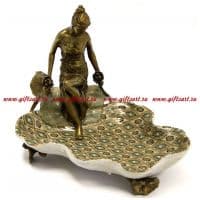 Ваза-блюдо. Фарфор и бронза. Декор Медичи. Ручная работа. 894013 Длина 20 см