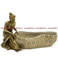 Вазочка для мелочи. Фарфор и бронза. Декор Медичи. Ручная работа. Длина 20 см