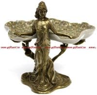 Ваза-блюдо. Фарфор и бронза. Декор Медичи. Ручная работа. Высота 23 см