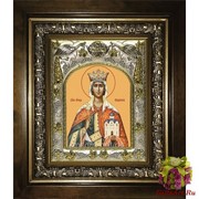 Икона освященная &quot;Людмила мученица,княгиня Чешская&quot;,14x18 см, в деревянном киоте 20x24 см, 20x24 см