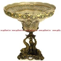 Фруктовница Рыба-кит. Фарфор и бронза. Декор Медичи. Ручная работа. Высота 27 см