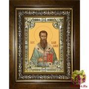 Икона освященная &quot;Василий Великий святитель&quot;, 18x24 см, со стразами, в деревянном киоте 24x30 см, 24x30 см