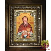 Икона освященная &quot;Иоанн Кронштадский праведный чудотворец (Иван)&quot;, 18x24 см, со стразами, в деревянном киоте 24x30 см, 24x30 см