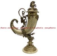 Ваза Рог с конём. Фарфор и бронза. Декор Медичи. Ручная работа. Высота 51 см