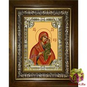 Икона освященная &quot;Домницкая икона Божией Матери&quot;, 18x24 см, со стразами, в деревянном киоте 24x30 см, 24x30 см