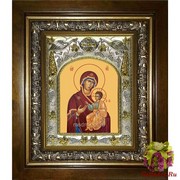 Икона освященная &quot;Иверская икона Божией Матери&quot;, 14x18 см, в деревянном киоте 20x24 см, 20x24 см