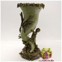 Ваза Мальчик с рогом изобилия. Императорский фарфор и бронза. Декор Елисейские поля. Ручная работа. Размер 39 см