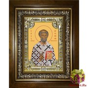 Икона освященная &quot;Августин блаженный&quot;, 18x24 см, со стразами, в деревянном киоте 24x30 см, 24x30 см