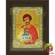 Икона освященная &quot;Владислав Сербский,благоверный князь&quot;, 18x24 см, со стразами, в деревянном киоте 24x30 см, 24x30 см