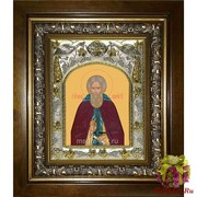 Икона освященная &quot;Сергий (Сергей) Радонежский преподобный&quot;, 14x18 см, в деревянном киоте 20x24 см, 20x24 см