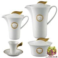 Кофейный сервиз Медальон Меандр фарфор Rosenthal Versace 6 персон 15 предмет подарочная упаковка. Германия