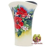 Ваза фарфоровая Маки и бабочки Высота 25 см. Ручная работа Подарочная упаковка