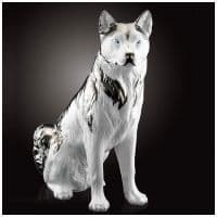 Собака Хаски белый с платиной и стразами Сваровски. Скульптура керамика Ahura. Италия Высота 82 см