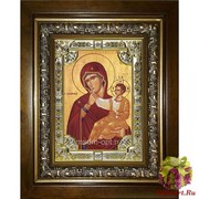 Икона освященная &quot;Ватопедская икона Божией Матери&quot;, 18x24 см, со стразами, в деревянном киоте 24x30 см, 24x30 см