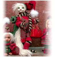 Итальянская фарфоровая кукла Gatto Natale Кот Новый год Высота 32 см. Италия Montedragone  Ручная работа